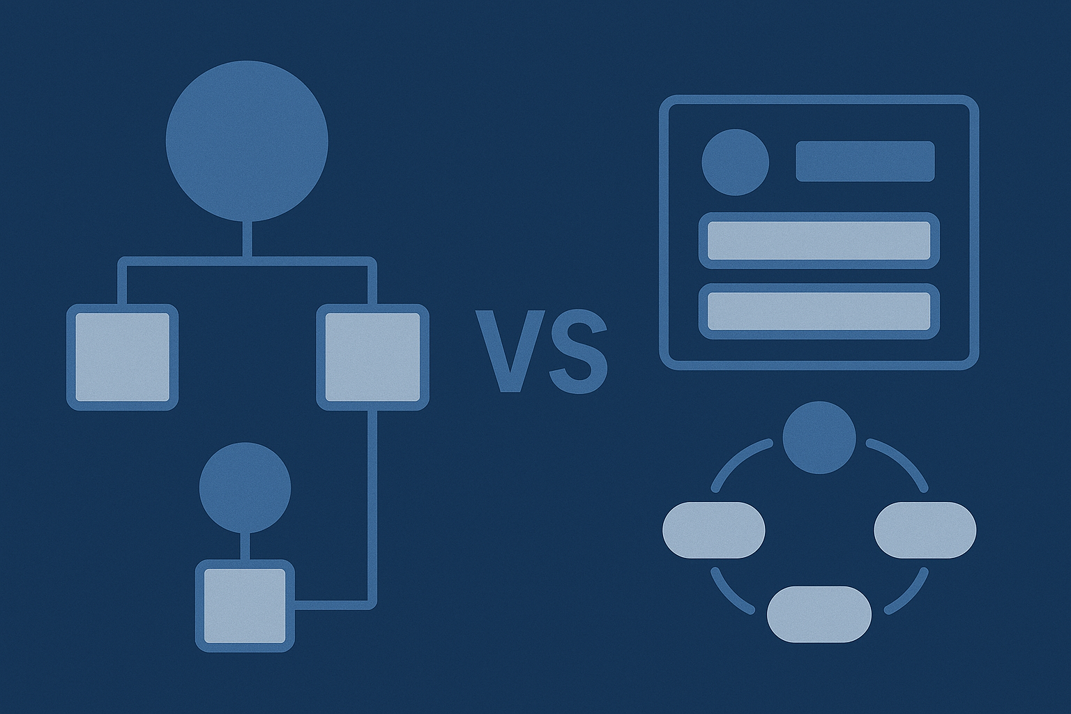노드와 객체의 구조적 차이를 시각적으로 비교한 일러스트