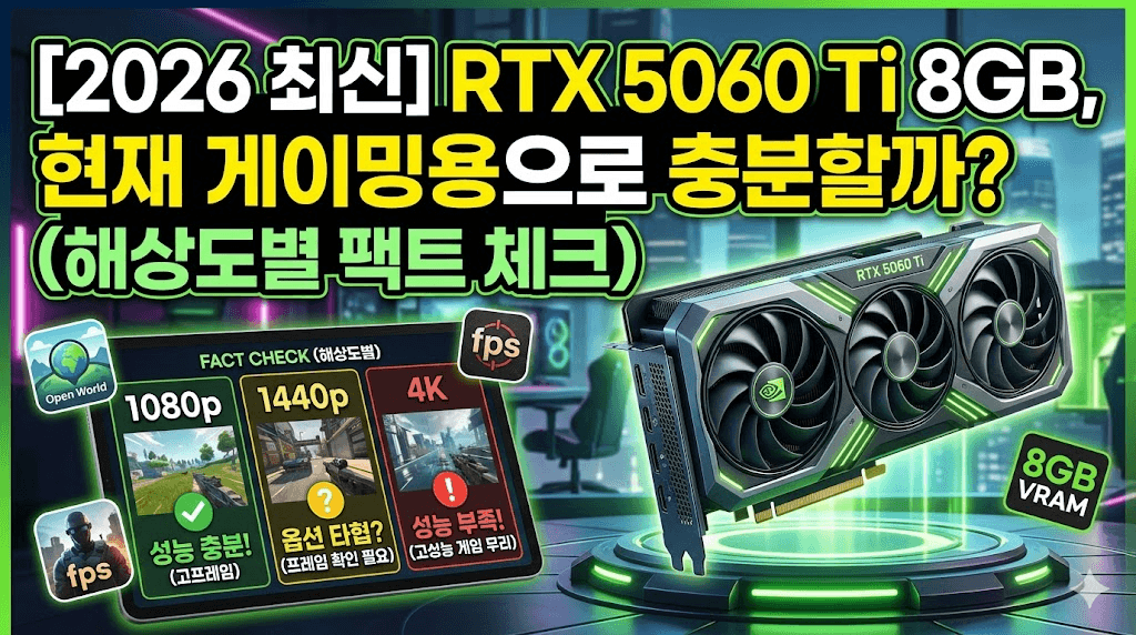 [2026 최신] RTX 5060 Ti 8GB, 현재 게이밍용으로 충분할까? (해상도별 팩트 체크)
