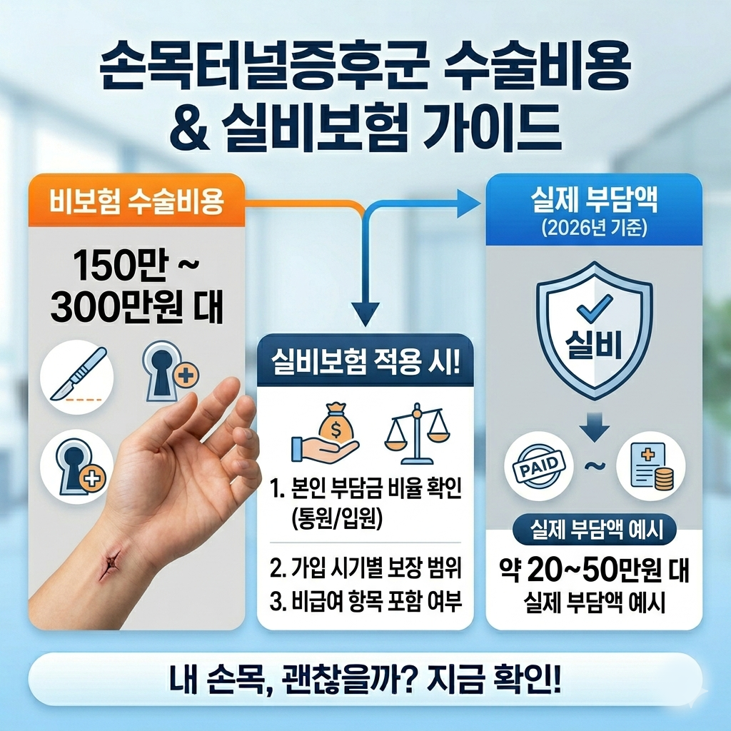 손목터널증후군 수술비용 실비 보험 적용 후 실제 부담액 (2026년 기준)