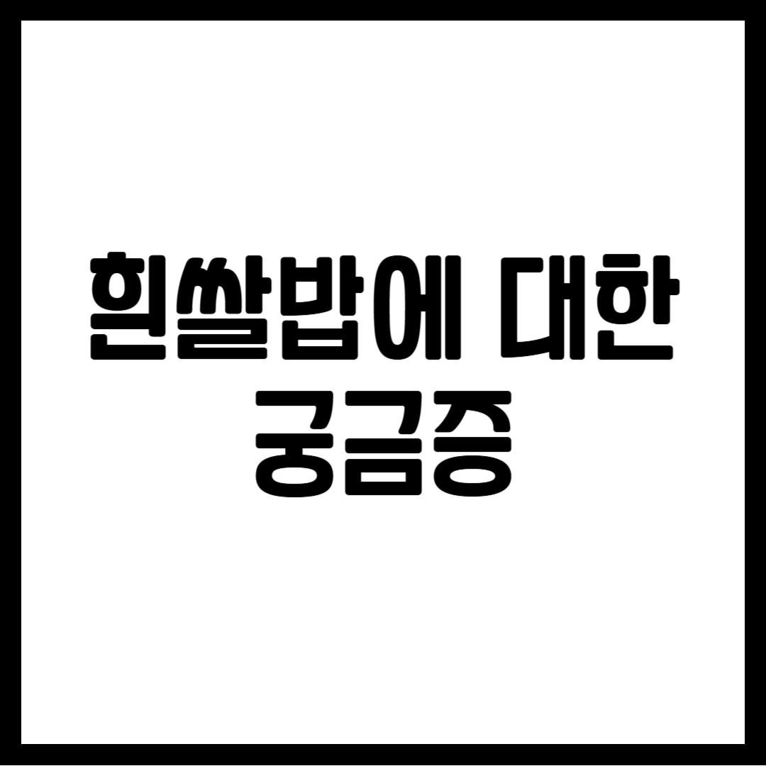 흰쌀밥에 대한 궁금증