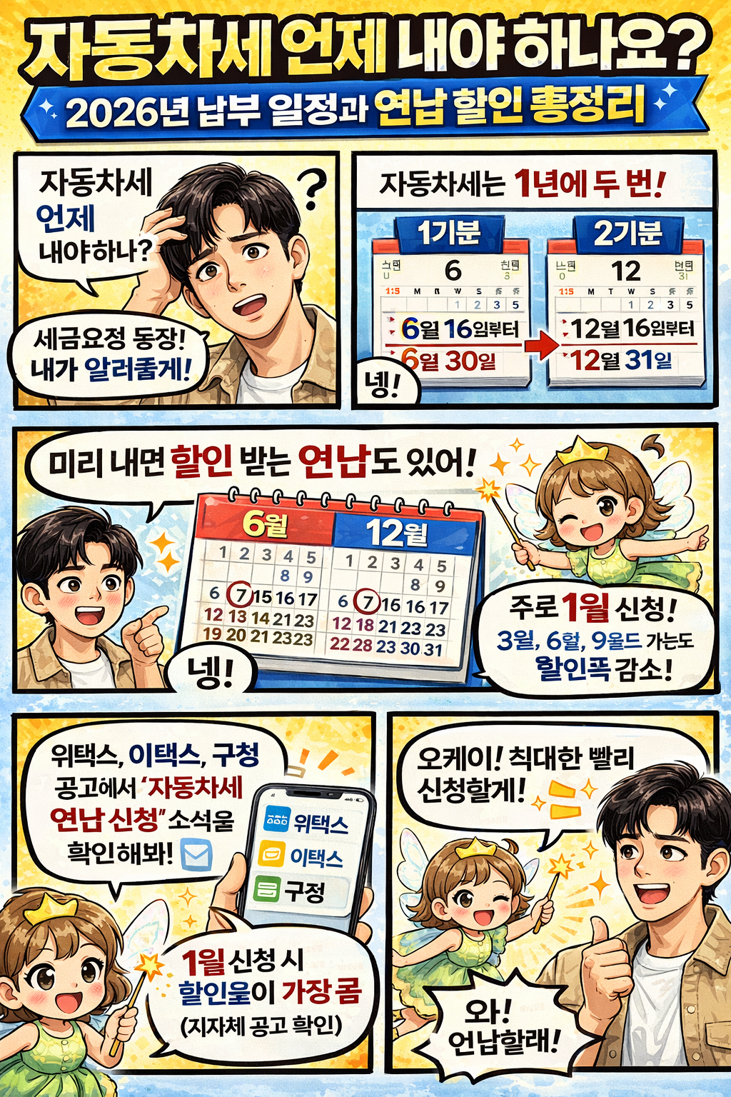 자동차세 언제 내야 하나요? 2026년 납부 일정과 연납 할인 총정리