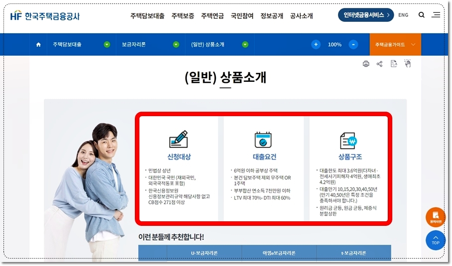한국주택금융공사 보금자리론 대출자격 금리 대출한도 알아보기