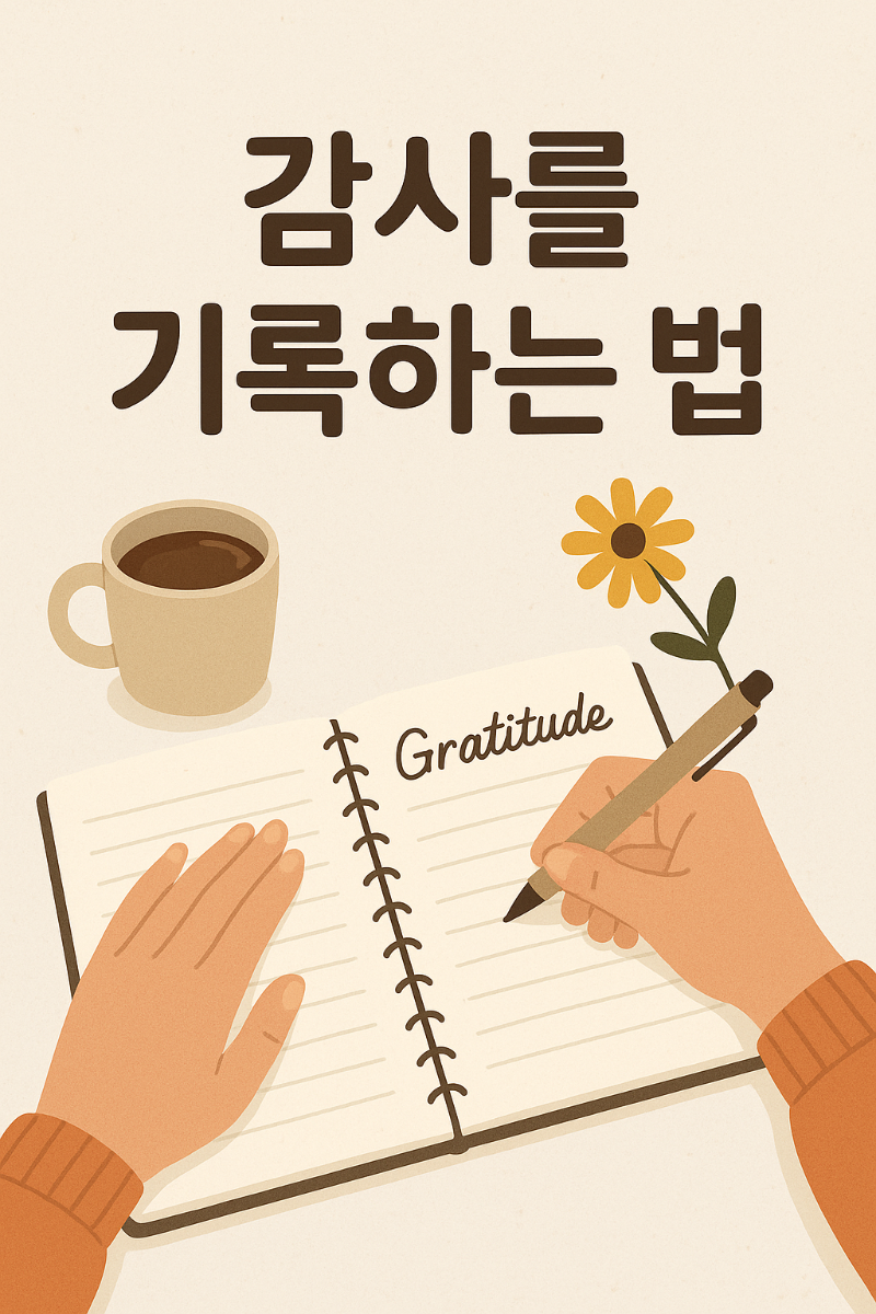 감사일기를 쓰고 있는 모습