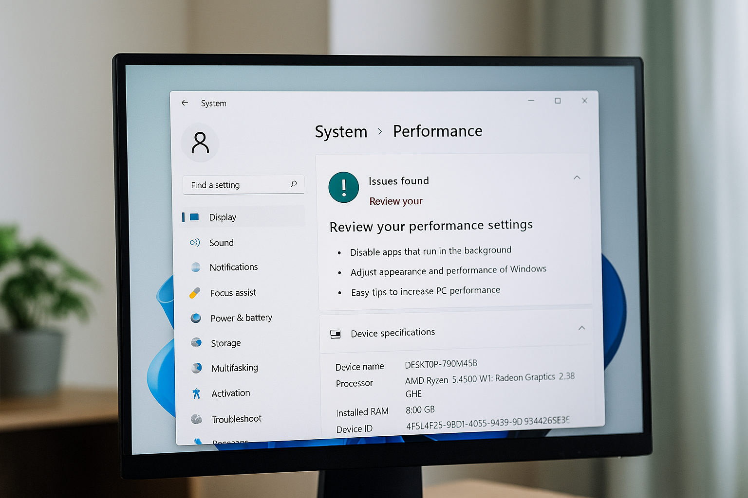 윈도우 11 시스템 성능 저하 원인 화면