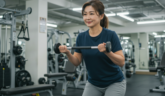 즐겁게 운동하는 50대 한국 여성