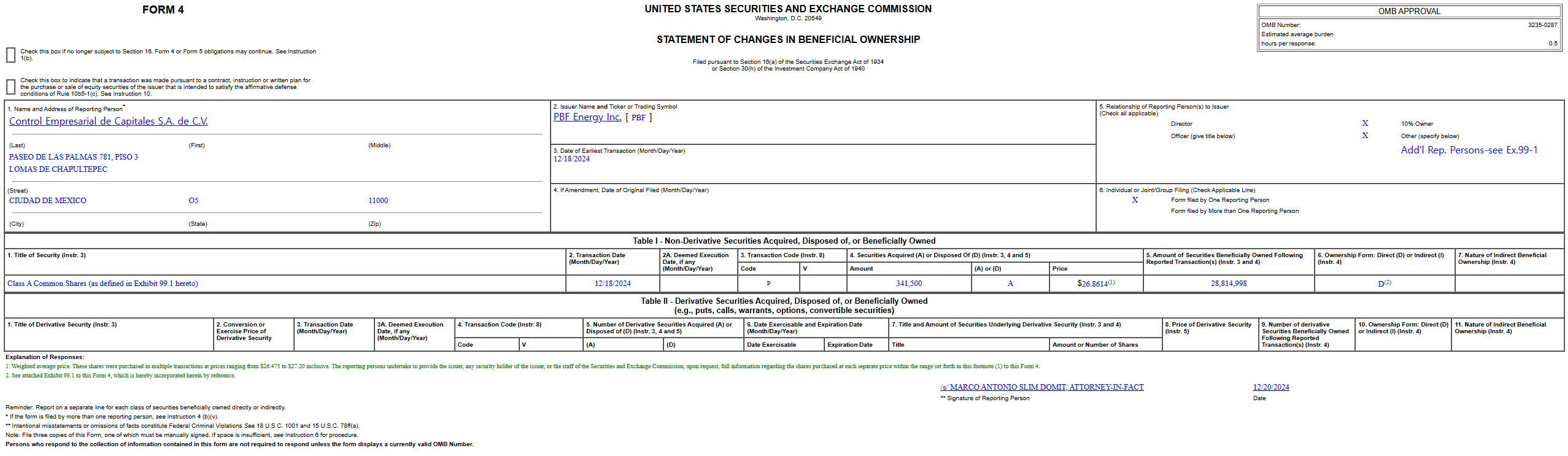 Rep. Persons-see Ex.99-1