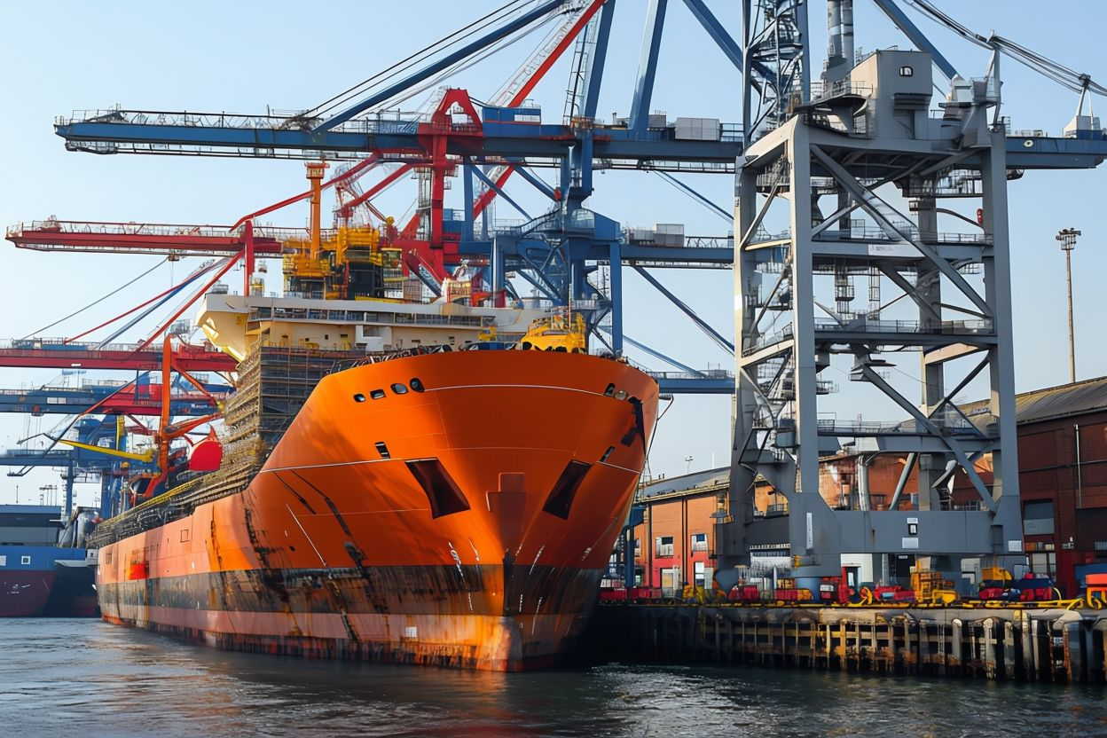 출항을 준비 중인 대형 선박