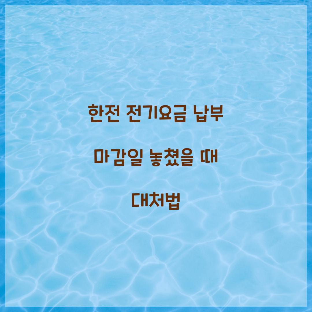 한전 전기요금 납부 마감일 놓쳤을 때 대처법