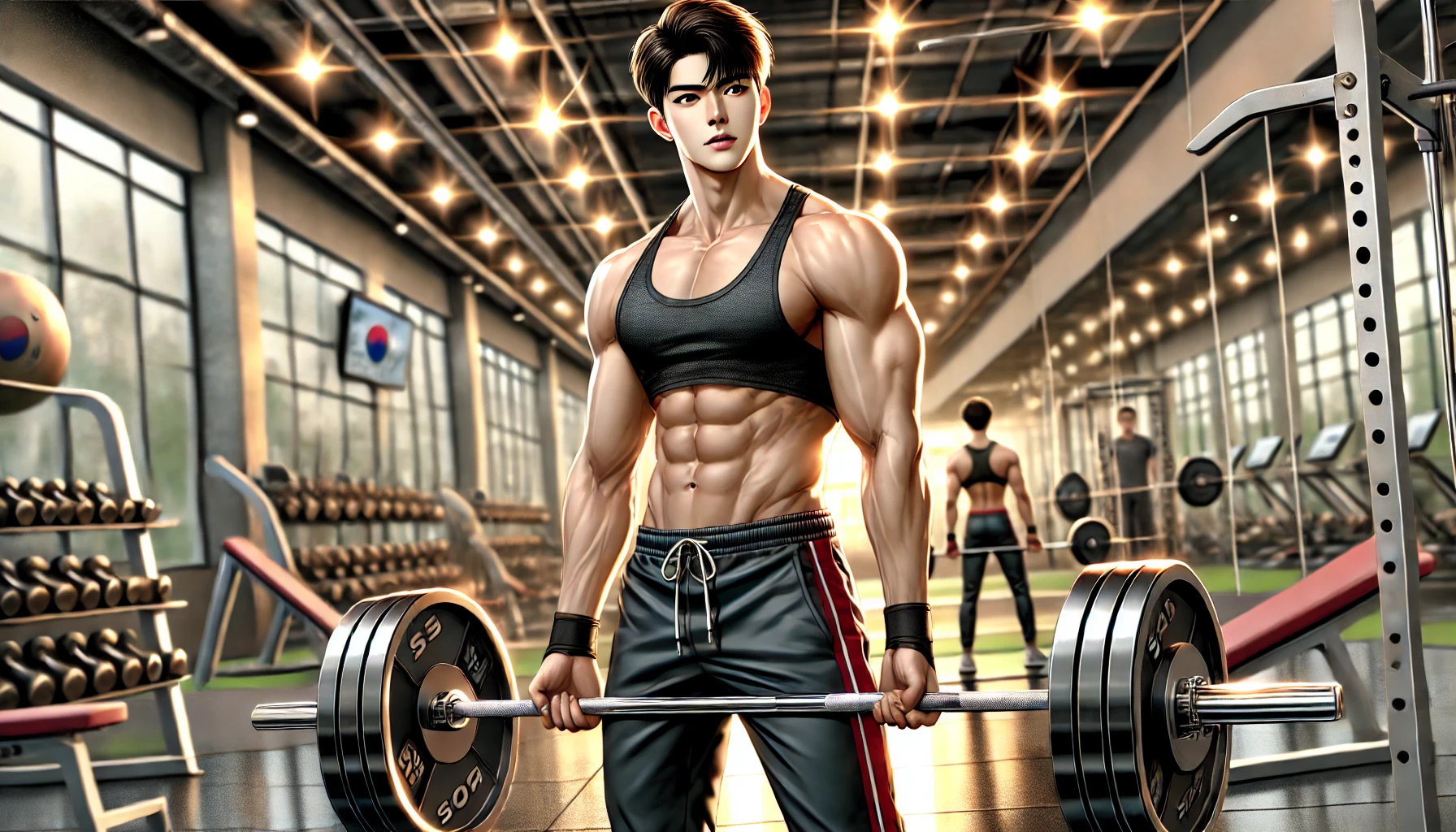 데드리프트 하는 남성, 한국 피트니스 남성, 헬스장에서 운동하는 남자, 웨이트 트레이닝, 근력 운동, 강한 남성, 현대적인 피트니스 문화