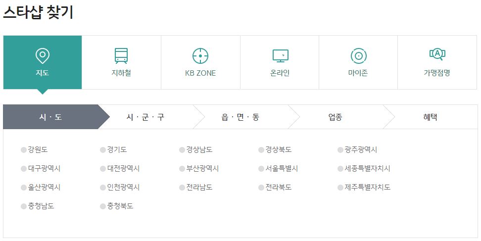 KB국민카드 지역별 스타샵 찾기-사진