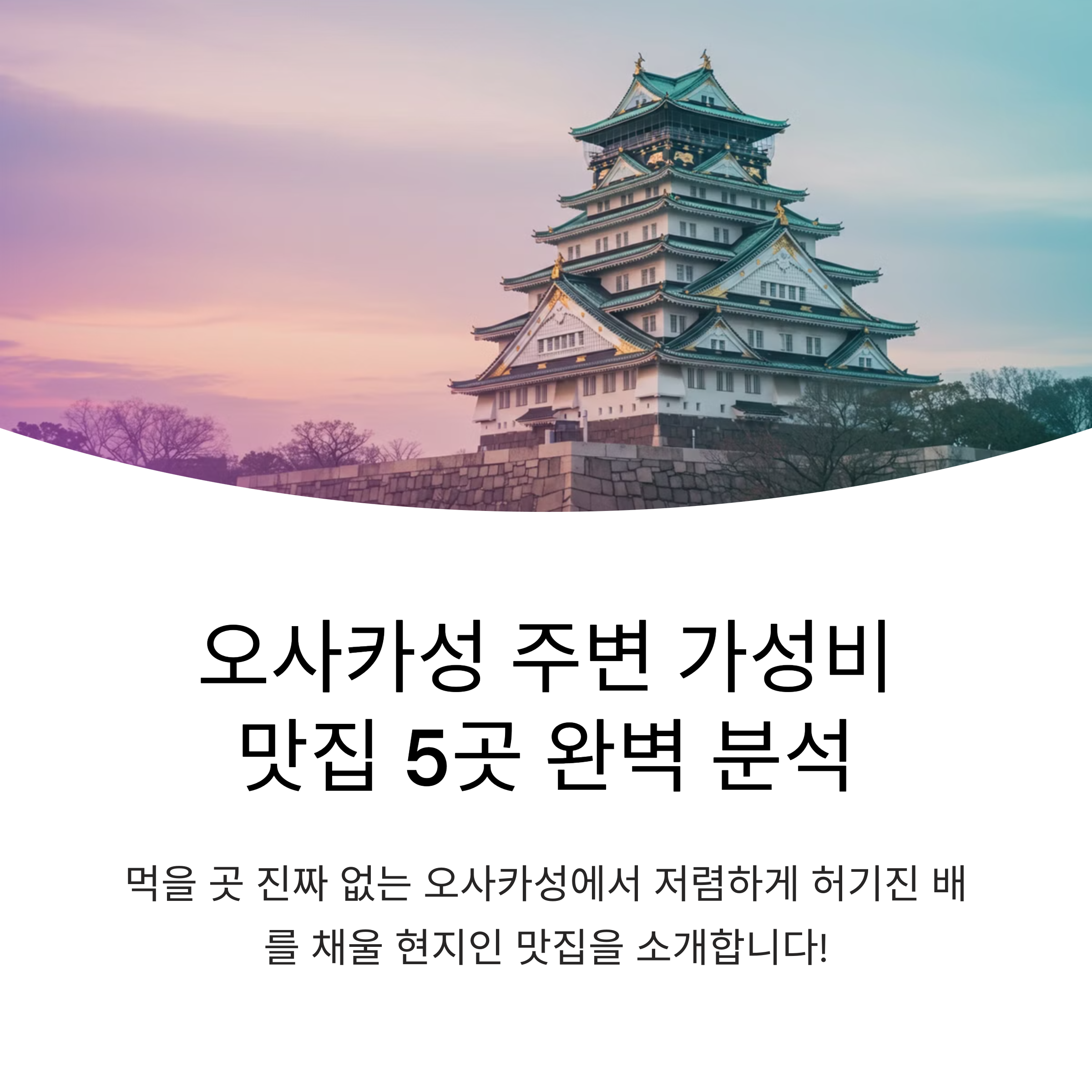 오사카성 주변에서 현지인들이 찾는 가성비 맛집 5곳을 소개합니다. 도쿠마사 우동, 프렌드십 카레, 야키니쿠 오보레루규, 오코노미야키 고에이몬, 굿 스푼까지 위치와 특징, 가격대를 상세히 알려드려요. 오사카성 관광과 함께 즐기는 맛있는 여행 계획을 세워보세요!