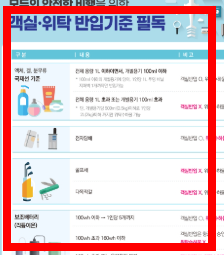 비행기 탑승시 금지물품 확인하기