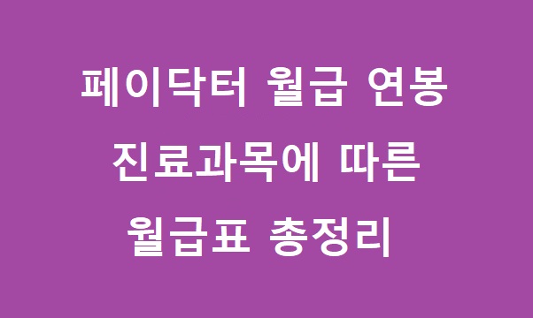 페이닥터 월급