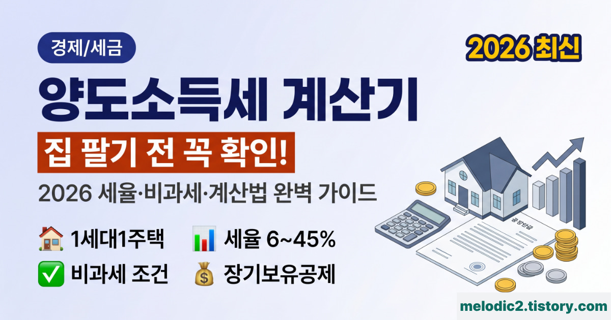 2026 양도소득세 계산기 계산법 세율 비과세 총정리