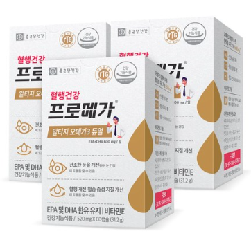 종근당건강 알티지오메가3 듀얼&#44; 60정&#44; 3개