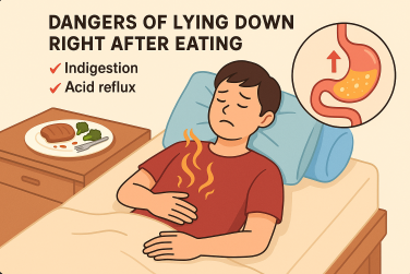 식후 바로 눕는 습관의 위험성 – 소화불량부터 역류성 식도염까지 유발