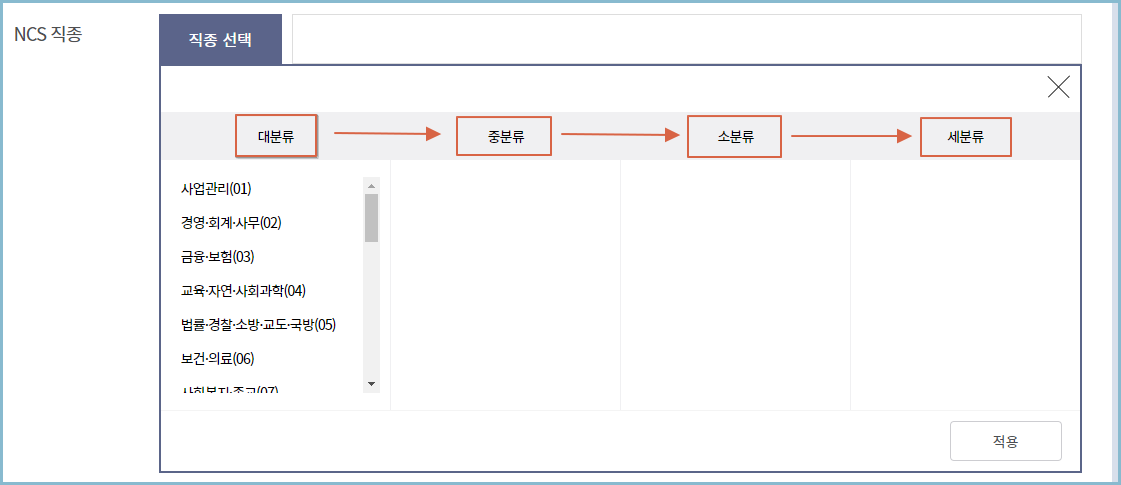 국민내일배움카드-직종분류