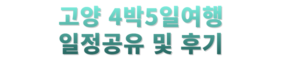 고양 4박5일 여행후기