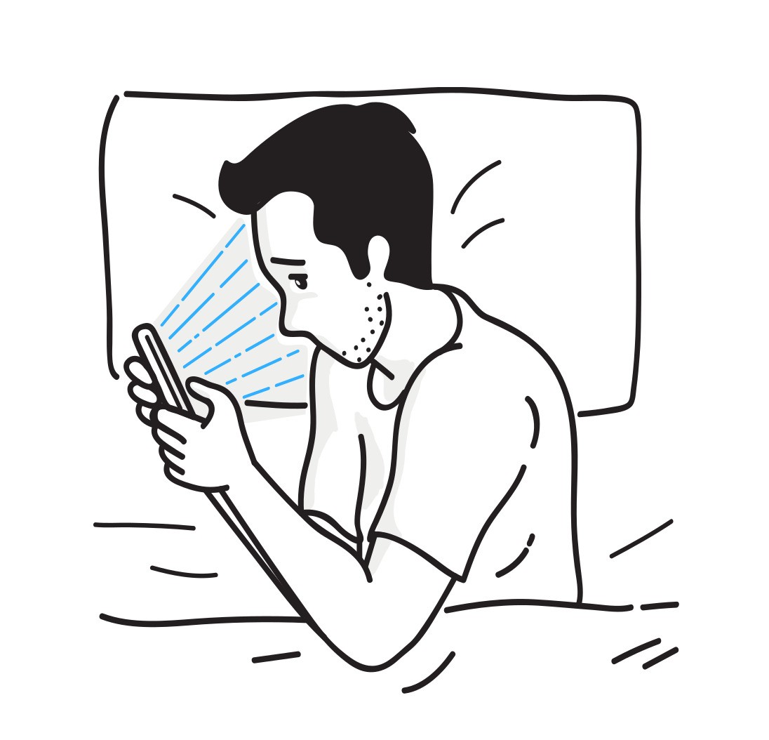 불면으로 못자는 남자 사진