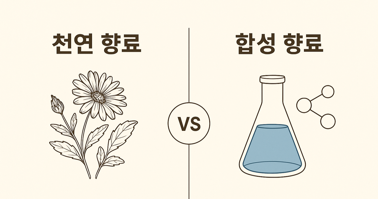 천연 향료와 합성 향료의 비교 이미지