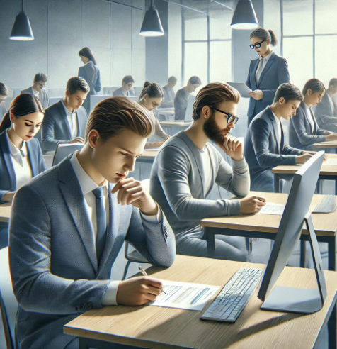 역량 검사 중인 모습