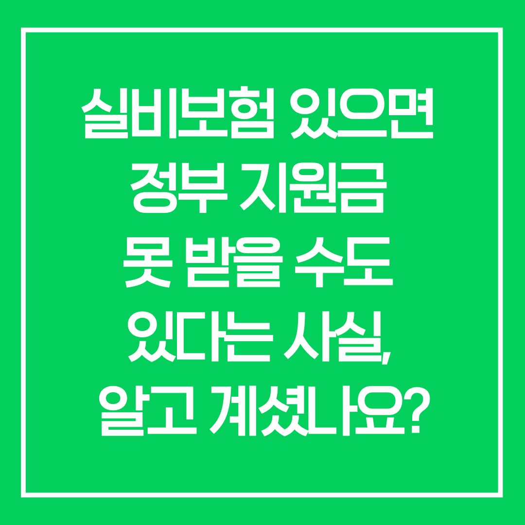 실비보험 있으면 정부 지원금 못 받을 수도 있다는 사실, 알고 계셨나요