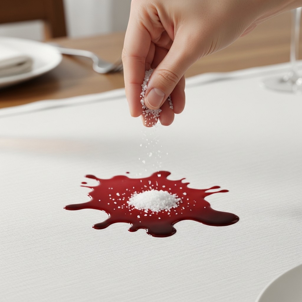 와인 얼룩 소금 처리
