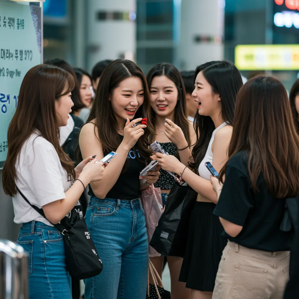 아이콘 매치 예매하는 한국인 여성들