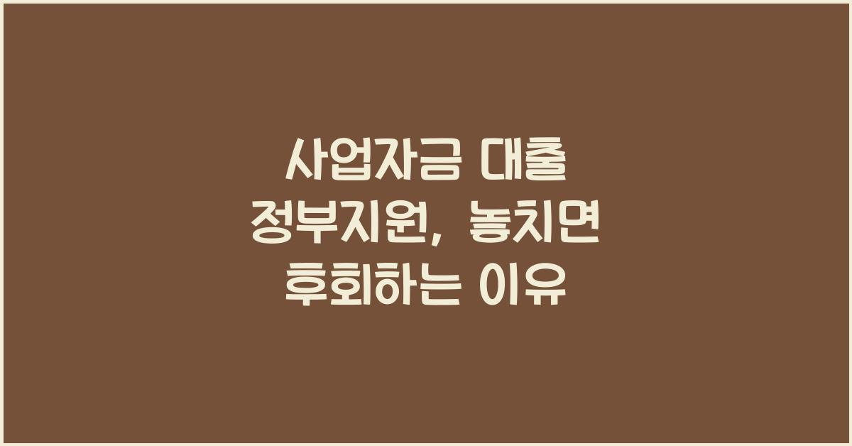 사업자금 대출 정부지원