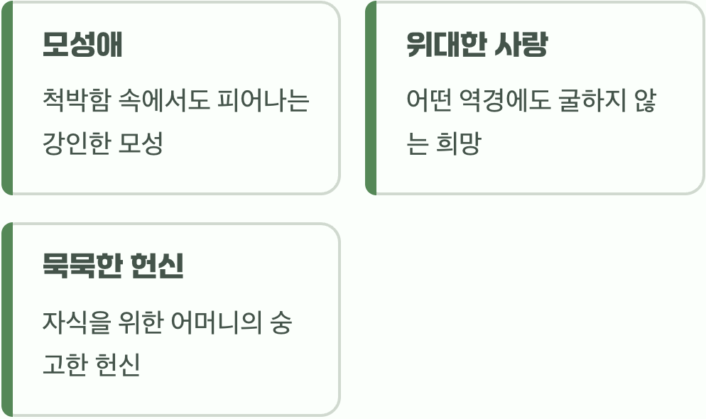 척박한 땅에서 피우는 강인한 사랑, 모성애