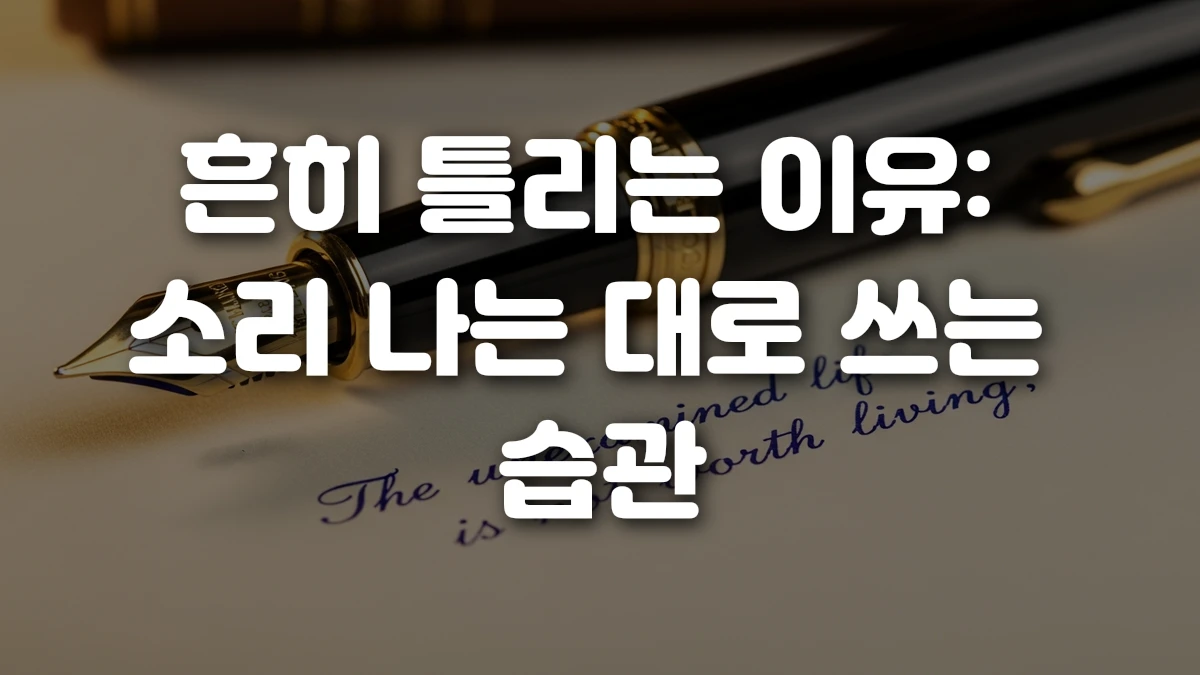 흔히 틀리는 이유 소리 나는 대로 쓰는 습관