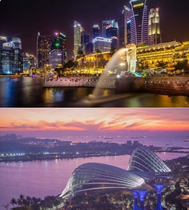 싱가포르 야경 및 오페라하우스 사진