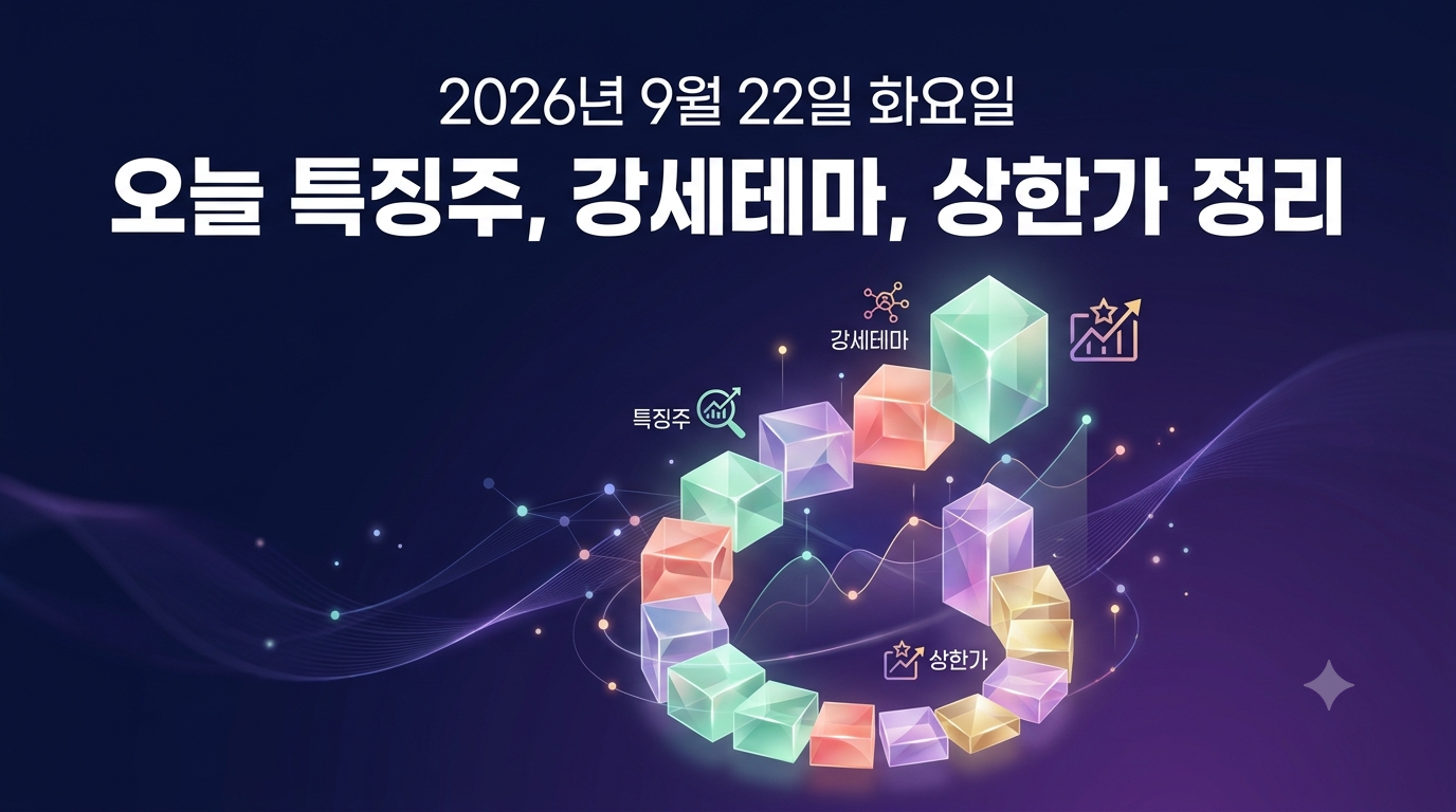 2026년 9월 22일 오늘 특징주, 강세테마, 상한가 정리하기 12일차 썸네일 이미지