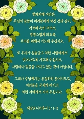데살로니가후서 3장 3절 묵상 - 주는 미쁘사 너희를 굳건하게 하시고 악한 자에게서 지키시리라_6