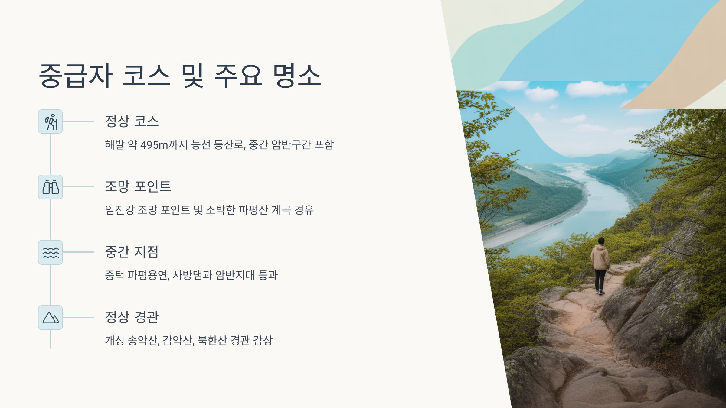 중급자 코스 및 주요 명소