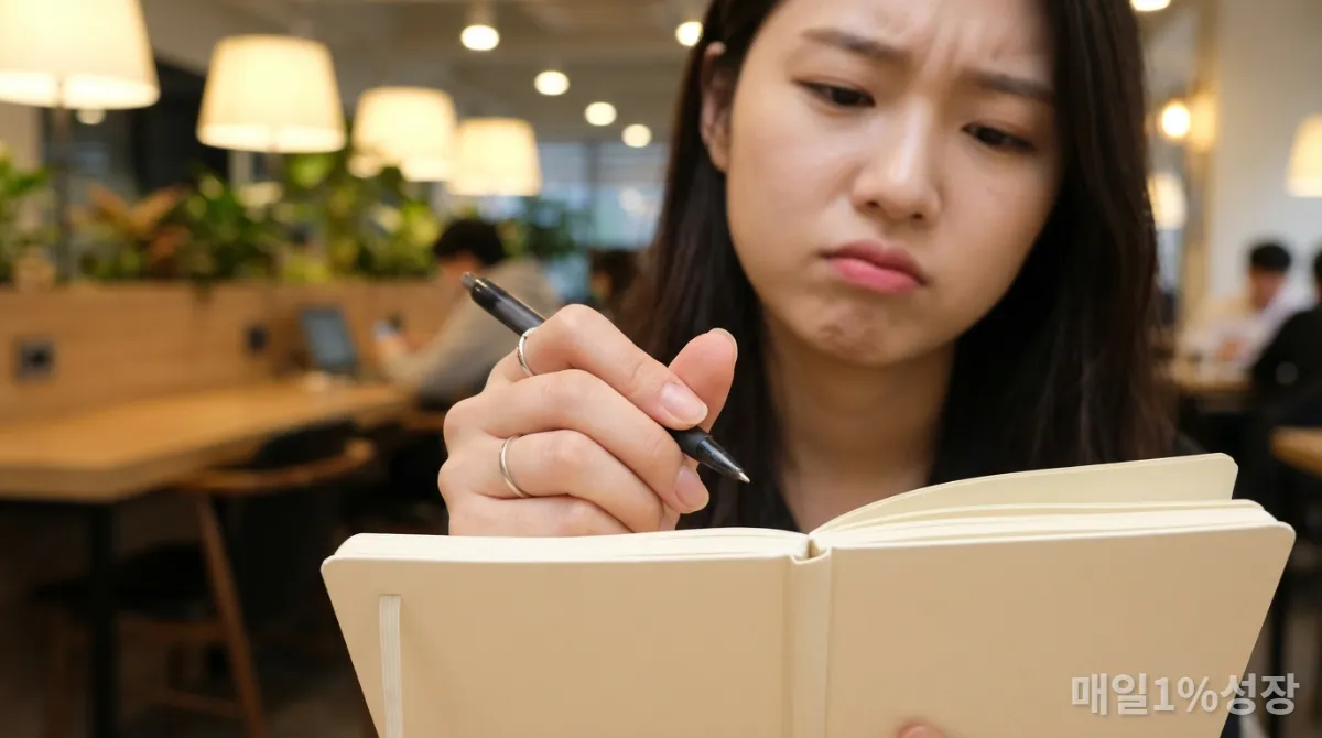 빈 노트 앞에서 망설이는 손