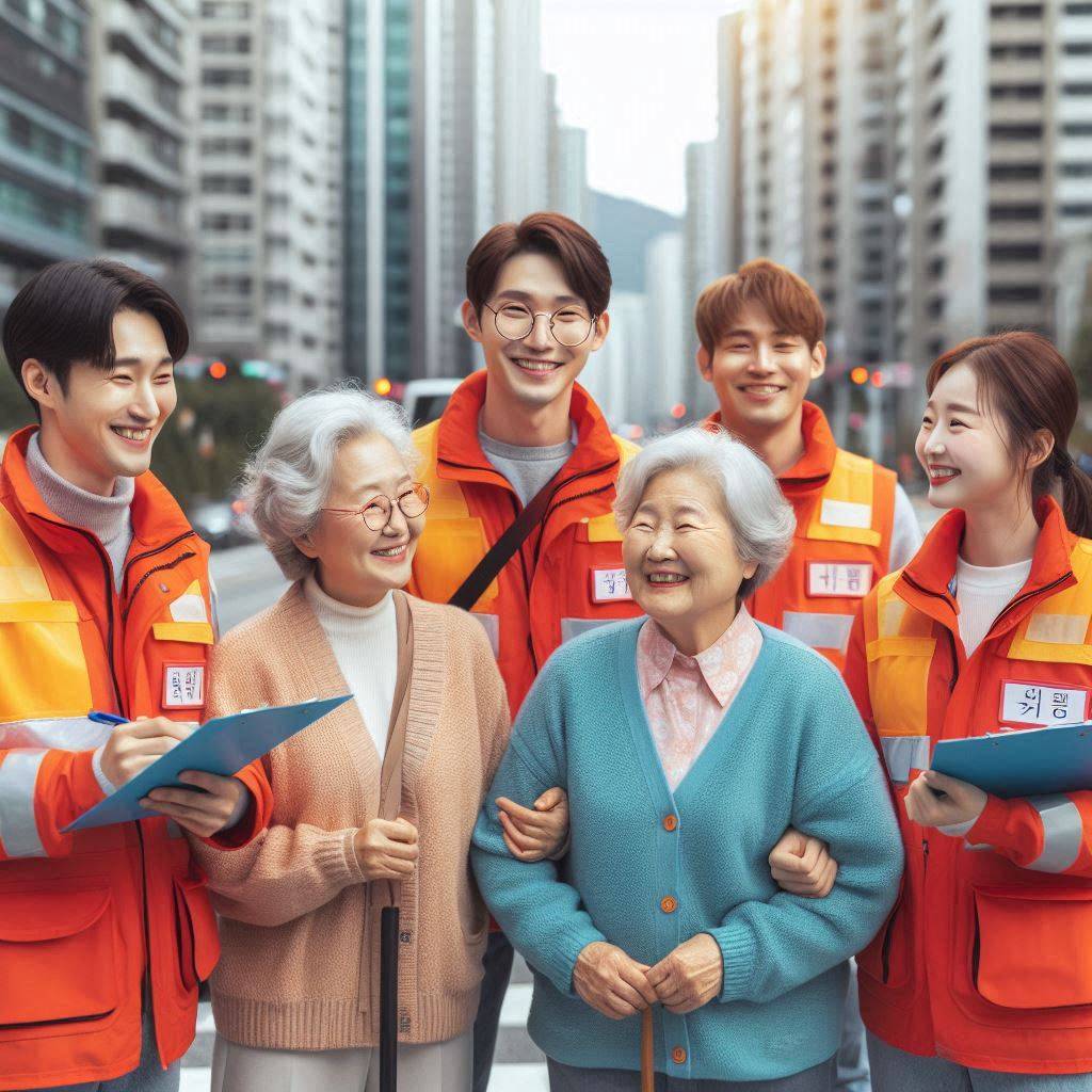 사회복지사 시험일정 사회복지사들과 웃고있는 노인들