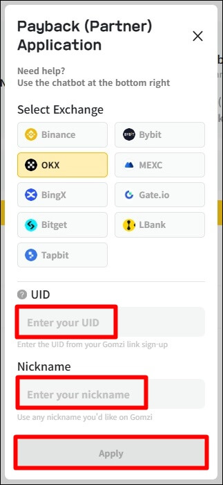 OKX 페이백 신청서 예시