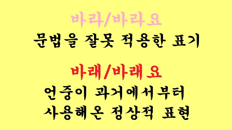 바래 바라 뜻 맞춤법 차이 맞는 표현은_4