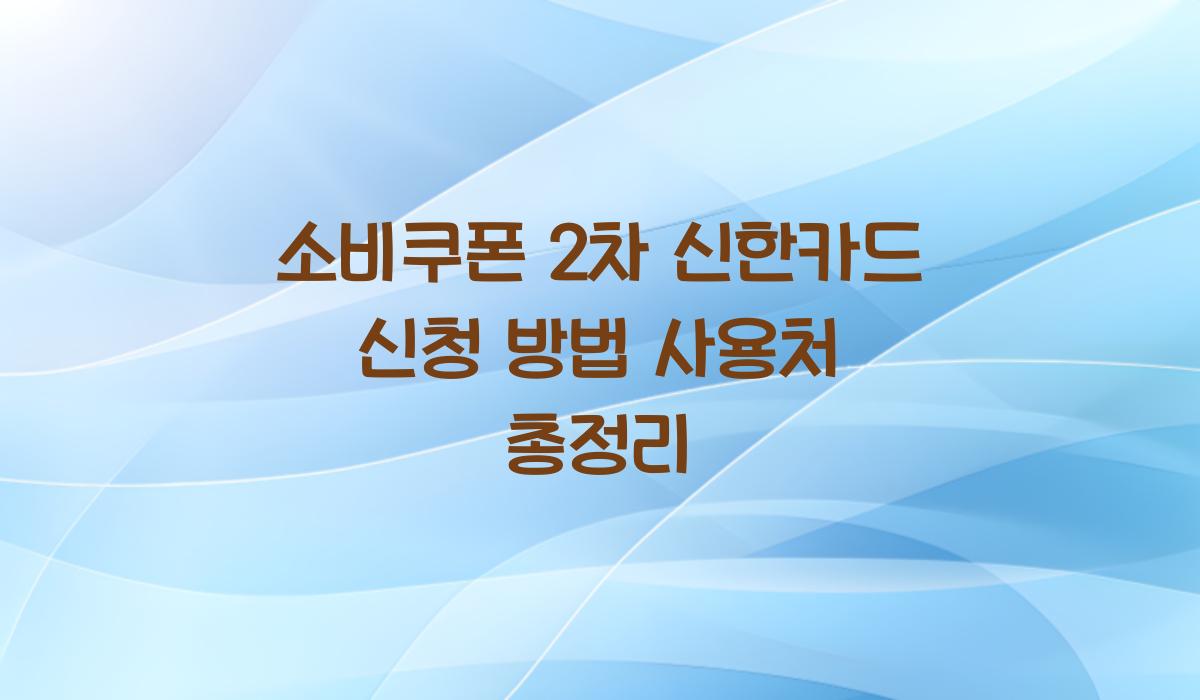소비쿠폰 2차 신한카드 신청 방법 사용처 총정리