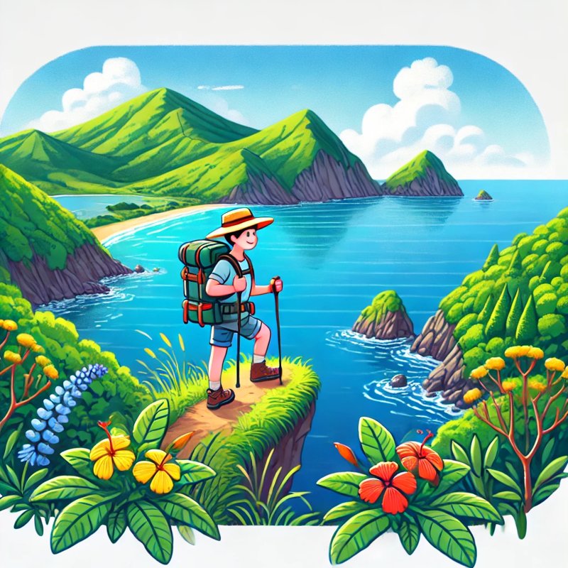 Ulleungdo Island Travel Illustration. 울릉도 섬 여행 일러스트