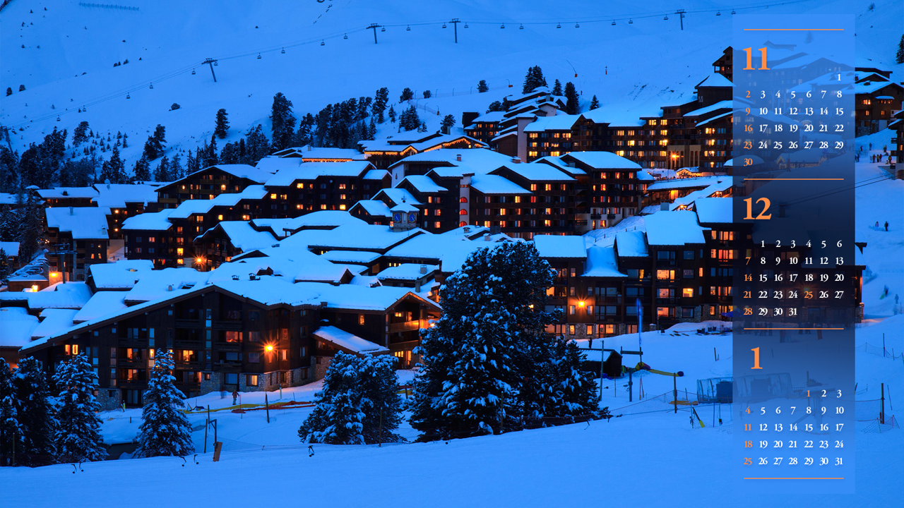 09 눈 내린 마을 B - 2025년12월 노트북배경화면