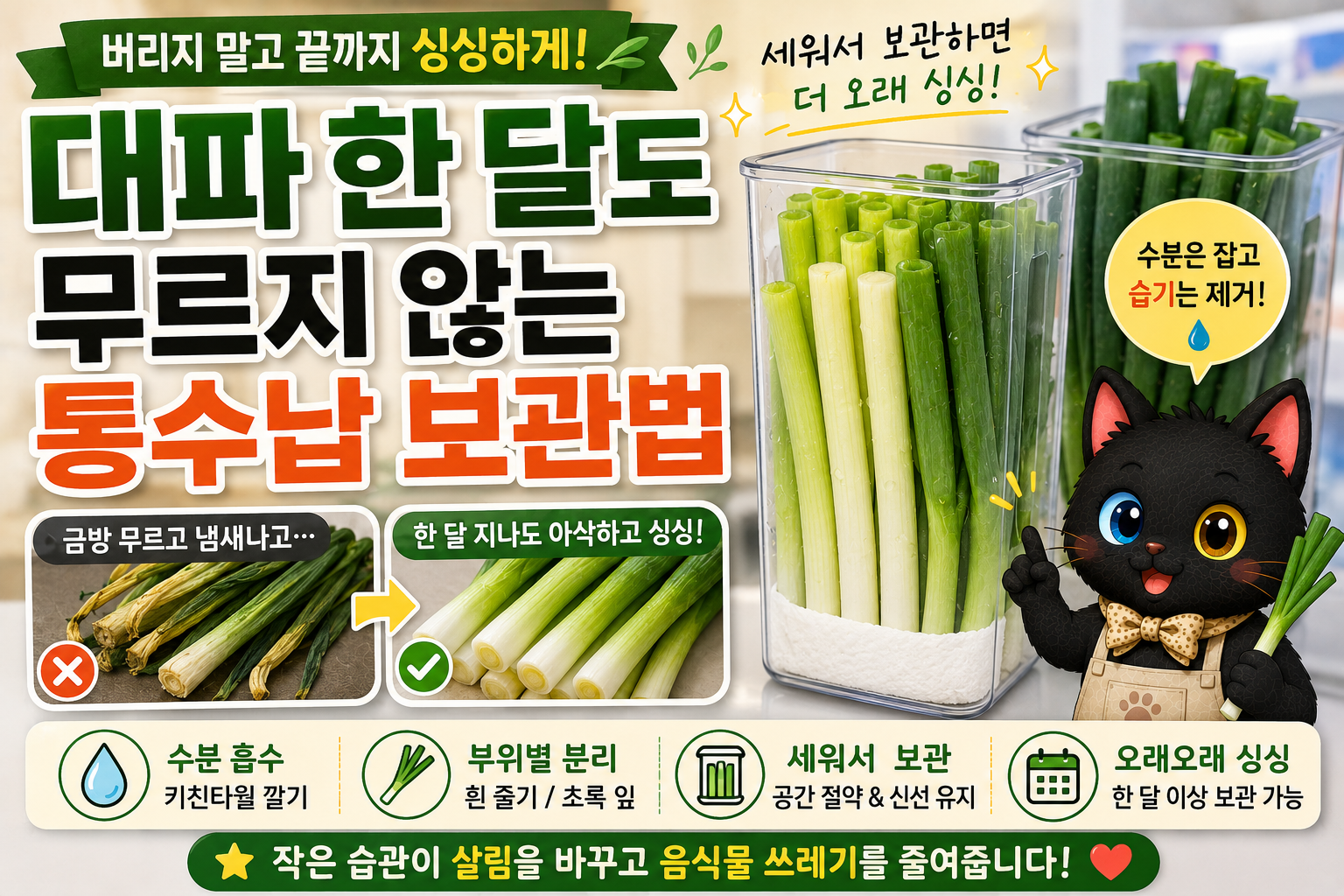 대파 오래 보관하는 법, 냉장고에서 무르지 않게 보관하는 손질·냉장·냉동 방법