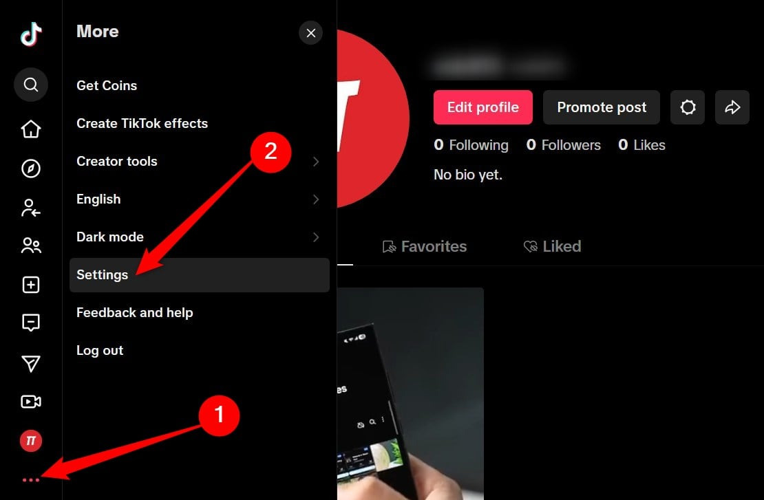 틱톡 세팅 메뉴