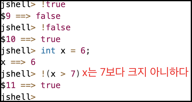 논리연산자 ! (NOT)