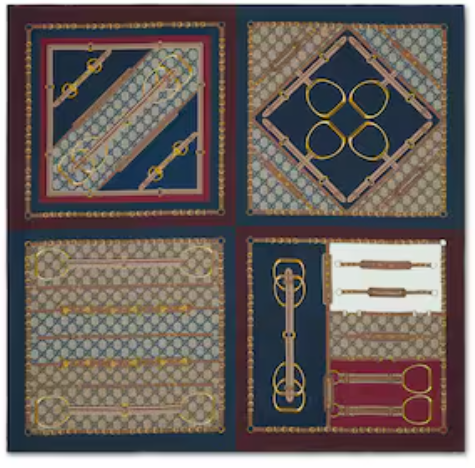 구찌 헤리티지 프린트 실크 스카프