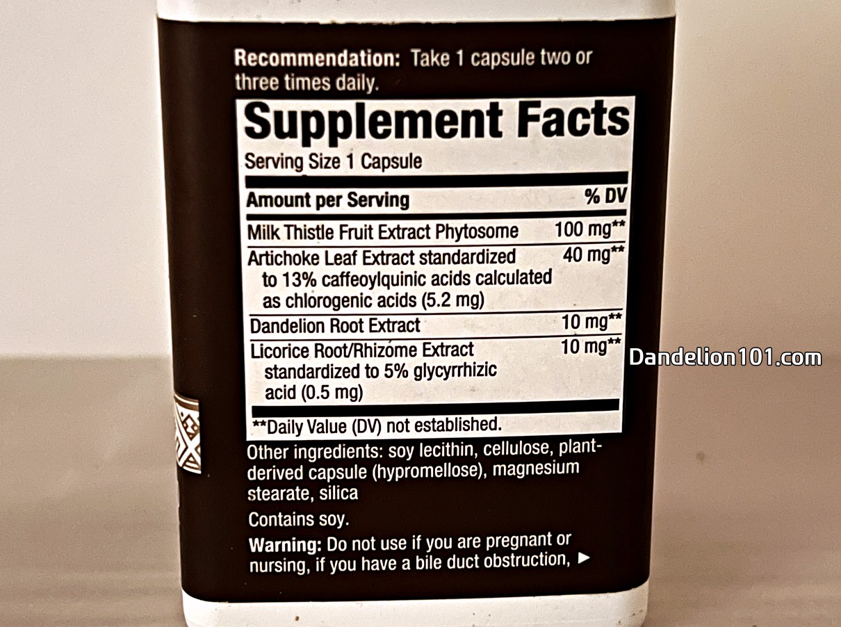 Nature's Way, Super Milk Thistle, (구형) 베지 캡슐 120정 성분 정보