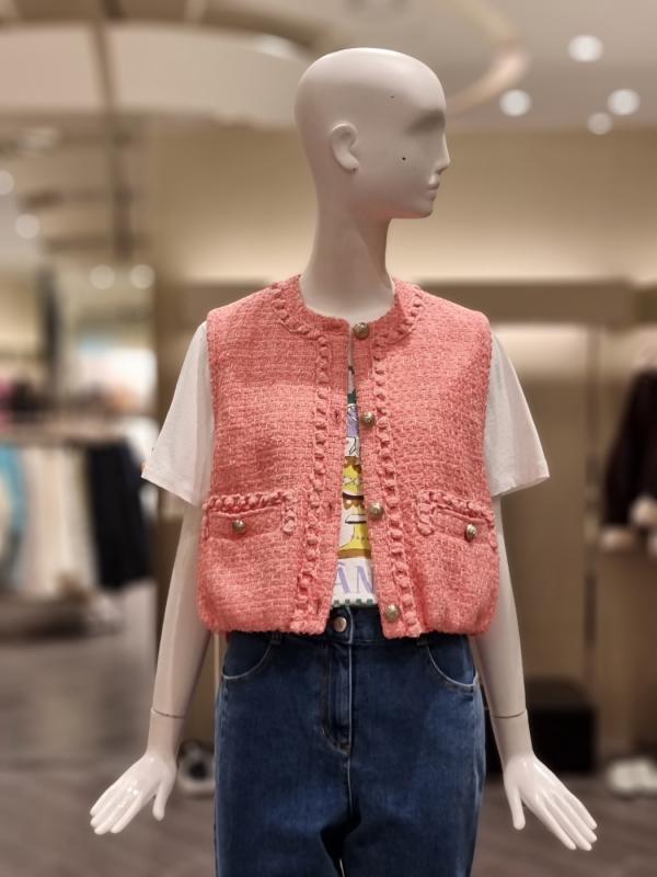 오즈세컨 드로우스트링헴트위드베스트 O22C1WVT766W