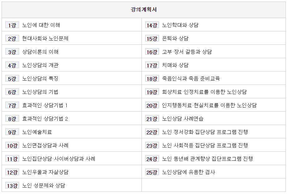 노인심리상담사 자격증 교육내용