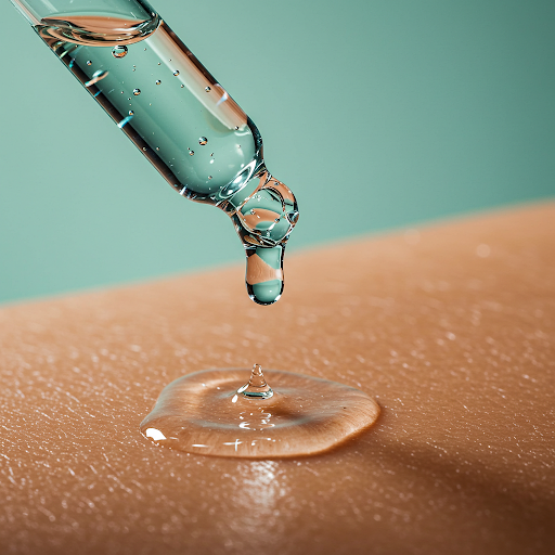 피부 진정 및 보습 세럼/앰플 방울 또는 흡수되는 모습